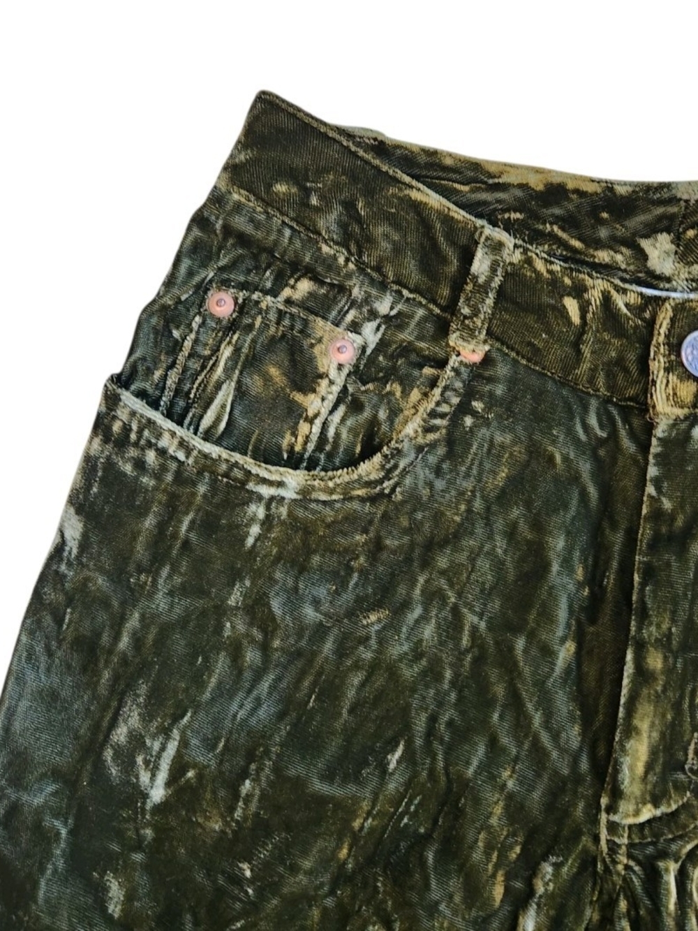 Vintage Y2K Green Crushed Velvet Pants Size 2 Trousers Boho Goth Whimsigoth - Picture 6 of 8